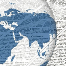 image of a newspaper and a globe