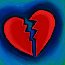 A cartoon of a broken heart