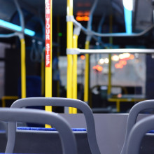 image of inside an empty bus