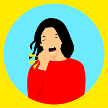 Clip art of a woman coughing