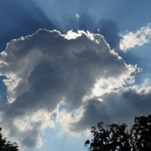 Crepuscular rays emerging from behind a cloud