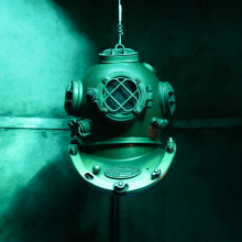 Old-fashioned diving helmet