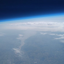 View over the Bristol Channel, England from The Naked Scientists Space Balloon