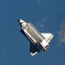 Aerial shot of Atlantis shuttle