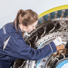 Rolls-Royce engine front bearing housing produced by 3-d printing: it's the largest aero engine structure to fly, incorporating ALM components, in the world to-date.