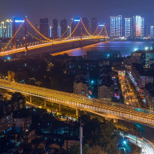 The Parrot Island Bridge over the Yangtze River in Wuhan City, China.