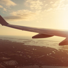 Aeroplane Wing at Sunset