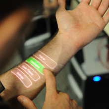 Digital screen on human forearm