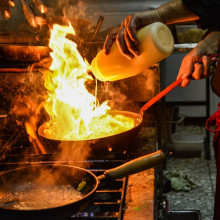 Cooking in a frying pan