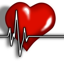 Heart cartoon with ECG cardiac trace superimposed