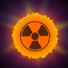 Nuclear logo over the sun