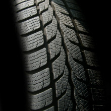 The tread on a car tyre