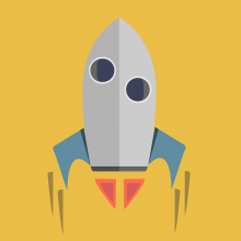 A cartoon rocket