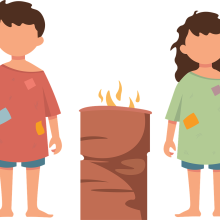 Cartoon of two poor children