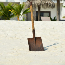 A spade in the ground