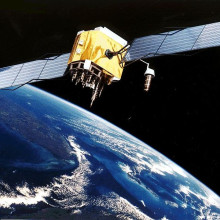 Artist's conception of GPS Block II-F satellite in Earth orbit.