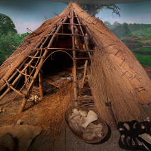 A reconstruction of the sort of hut used by the original builders of Knowth, Dowth and Newgrange at the Brú na Bóinne complex.