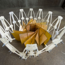 Researchers at NASA's Jet Propulsion Laboratory, Pasadena, California, and Brigham Young University, Provo, Utah, collaborated to construct a prototype of a solar panel array that folds up in the style of origami, to make for easier deployment. 