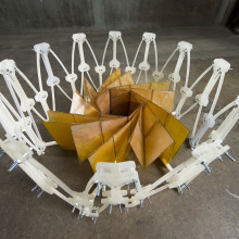 Researchers at NASA's Jet Propulsion Laboratory, Pasadena, California, and Brigham Young University, Provo, Utah, collaborated to construct a prototype of a solar panel array that folds up in the style of origami, to make for easier deployment. 