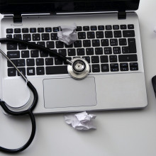 Laptop and stethoscope
