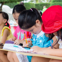 Children taking exam