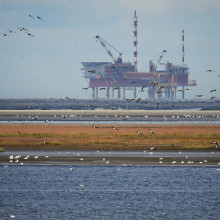 Oil rig on the coastline