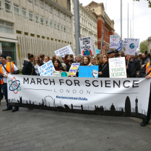 people supporting the March for Science march