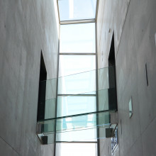 Glass bridge between two buildings