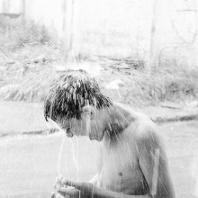 Boy showered in ice water