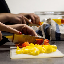 Chopping peppers