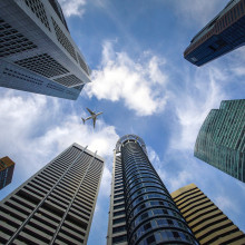 aeroplane and skyscraper