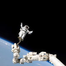 Astronaut on spacecraft