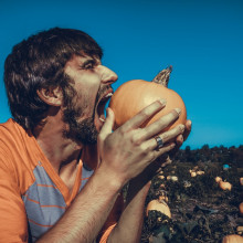 Biting into vegetable