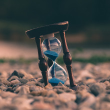 An egg timer showing time running out