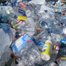 Pile of used plastic bottles