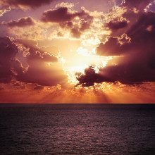 Sunrise or sunset over sea