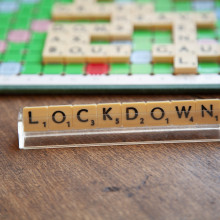 image of phrase lockdown in Scrabble tiles