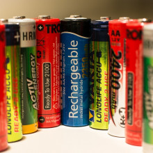 Row of rechargeable batteries