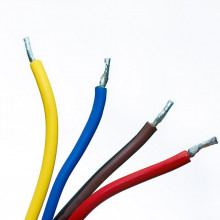 An array of four electrical wires.