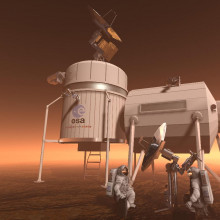 Artist's impression of how humans might live on Mars
