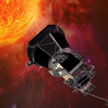 Artist’s concept of the Parker Solar Probe spacecraft approaching the sun. At closest approach, Parker Solar Probe will be hurtling around the sun at approximately 430,000 miles per hour!