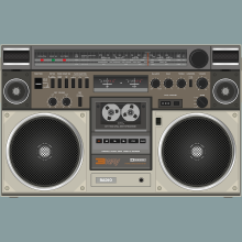 A old cassette playing boom-box