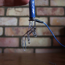 When the electromagnet is on it will pick up paperclips