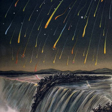 Leonid Meteor Strom, as seen over North America in the night of November 12./13., 1833.