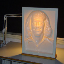 A mask of Swedish tennis player Björn Borg used in experiments of the Hollow-Face illusion at Uppsala University, Sweden. On this picture, the mask looks convex, but this is an illusion.