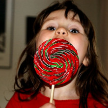 A girl with a lollipop