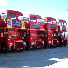 A row of Routemaster buses at Acton Depot.