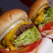 A pair of In-N-Out cheeseburgers