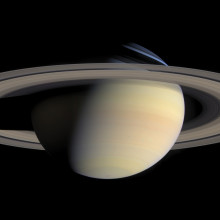 Natural color view of Saturn, composed from a series of pictures taken by the Cassini spacecraft.